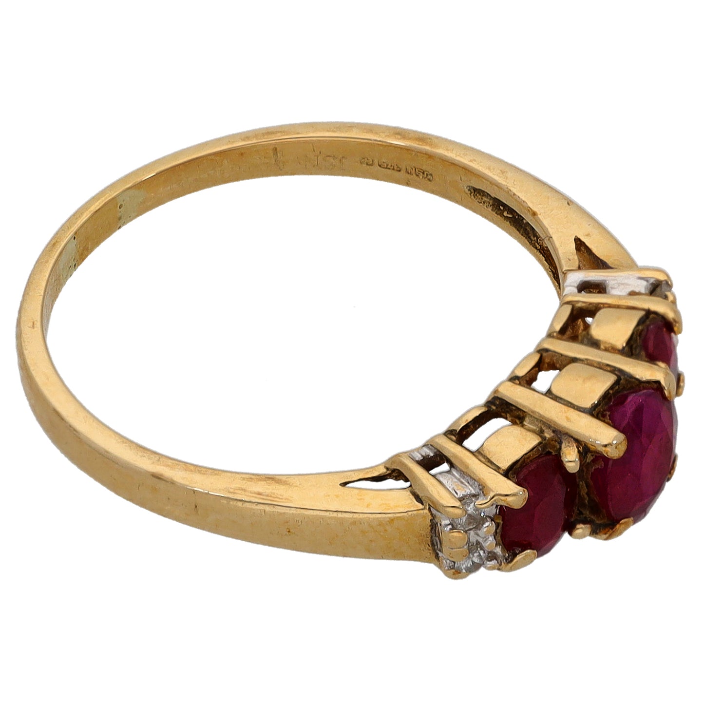 9ct Gold Ruby & 0.02ct Diamond Dress/Cocktail Ring Size N