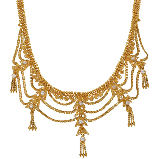 22ct Gold Cubic Zirconia Fancy Necklace 18"