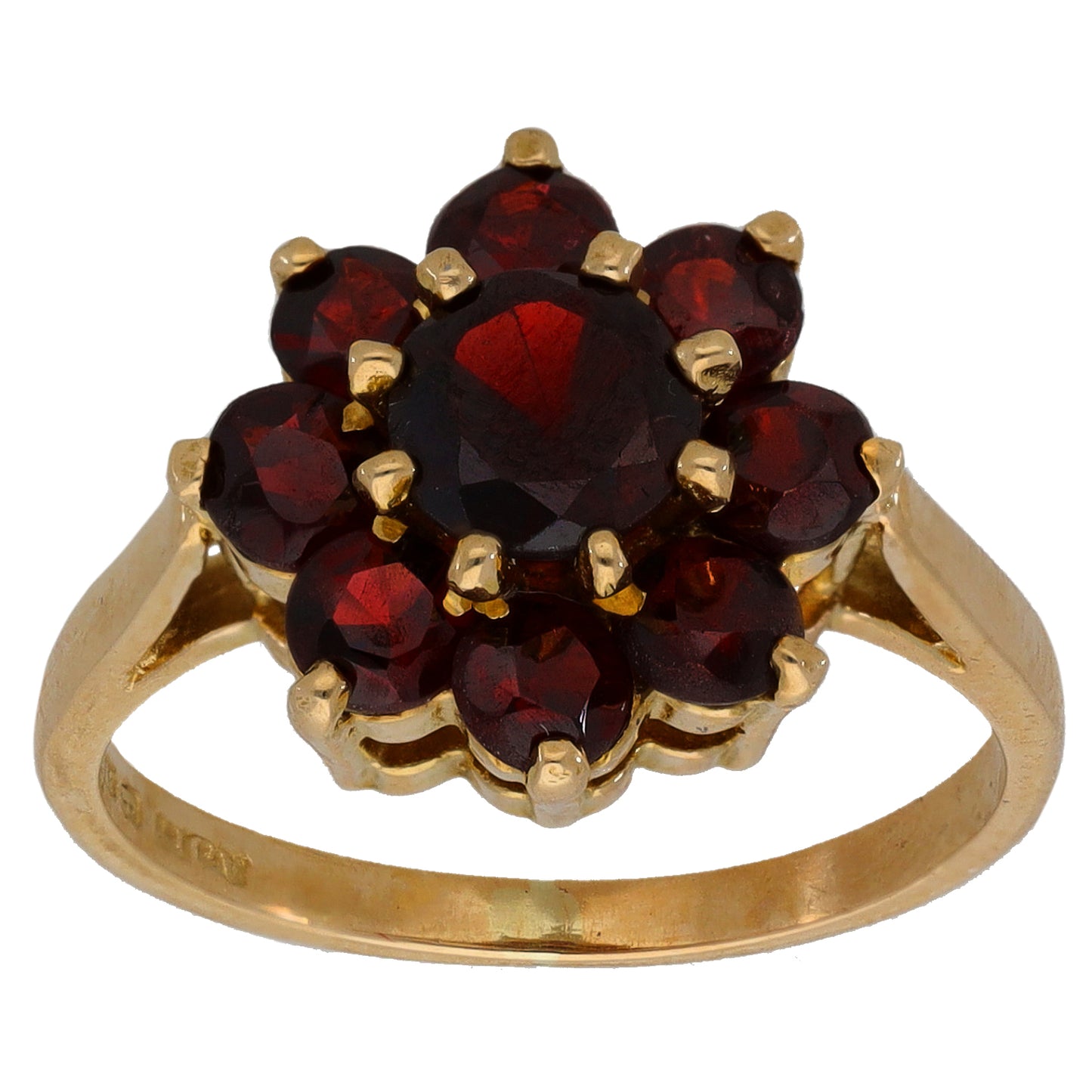 9ct Gold Garnet Cluster Ring Size O