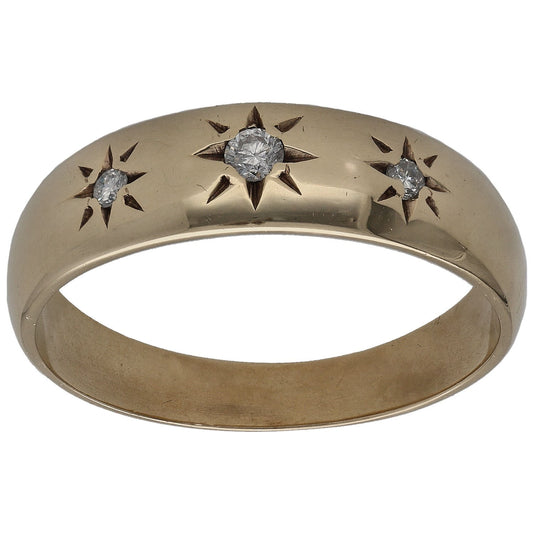 9ct Gold 0.10ct Diamond Three Stone Ring Size T