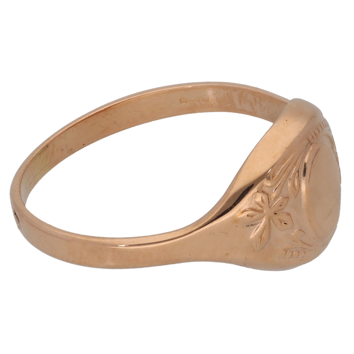 9ct Rose Gold Patterned Signet Ring Size S