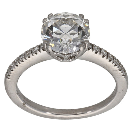 18ct White Gold 1.91ct Laboratory-Grown Diamond Solitaire Ring With Accent Stones Size L
