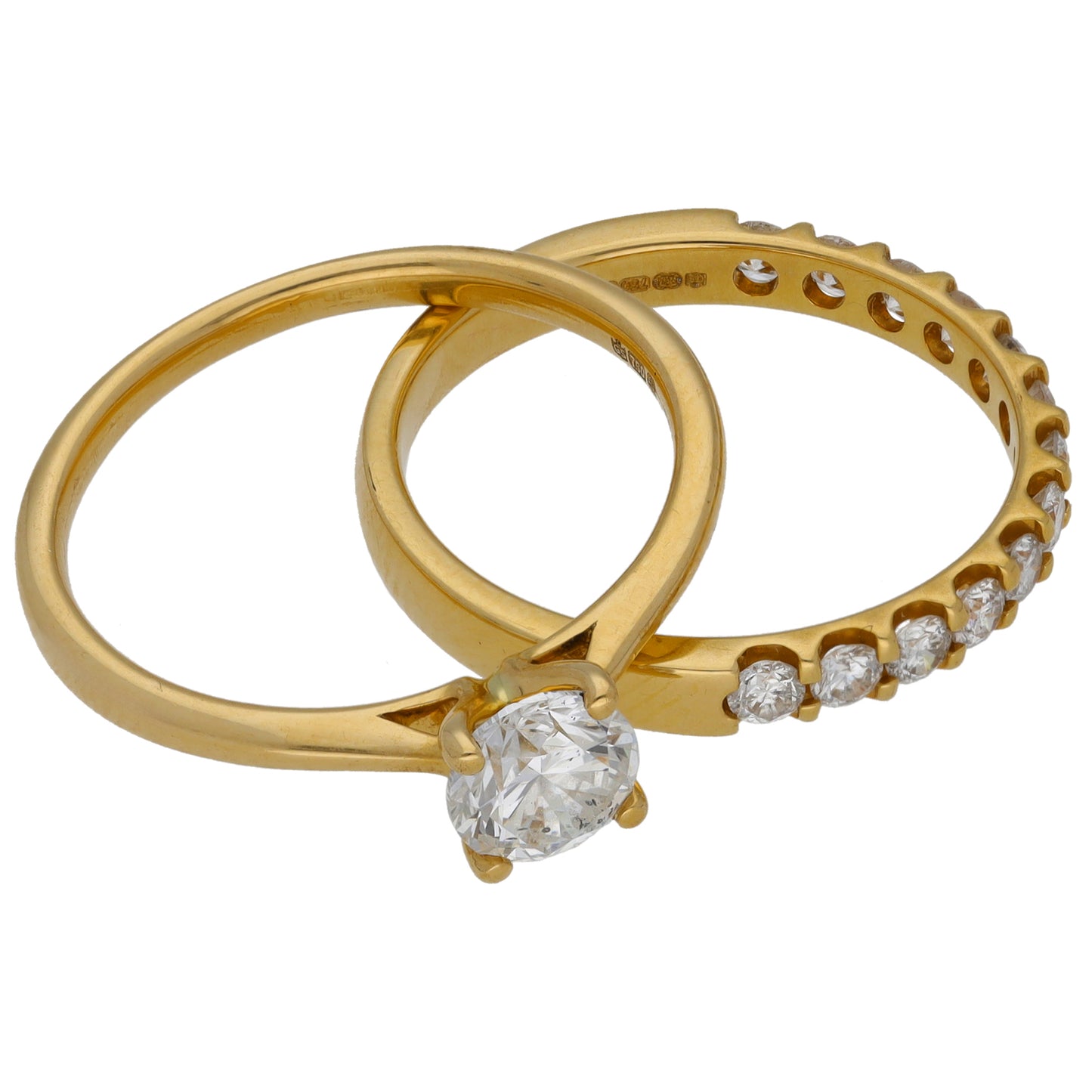 18ct Gold 1.15ct Diamond Ring Set Size N