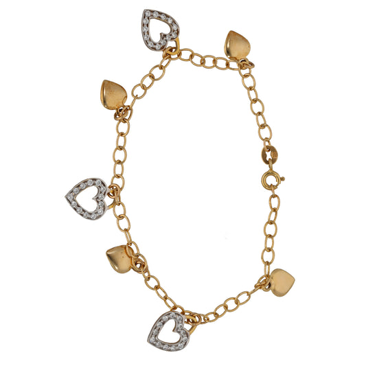 9ct Gold Cubic Zirconia Charm Bracelet