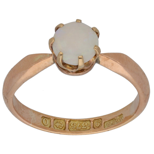 9ct Rose Gold Opal Single Stone Ring Size N
