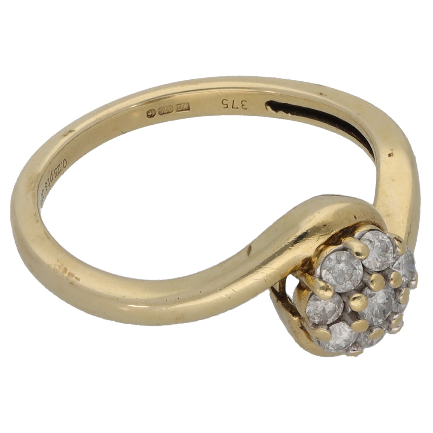 9ct Gold 0.25ct Diamond Cluster Ring Size K