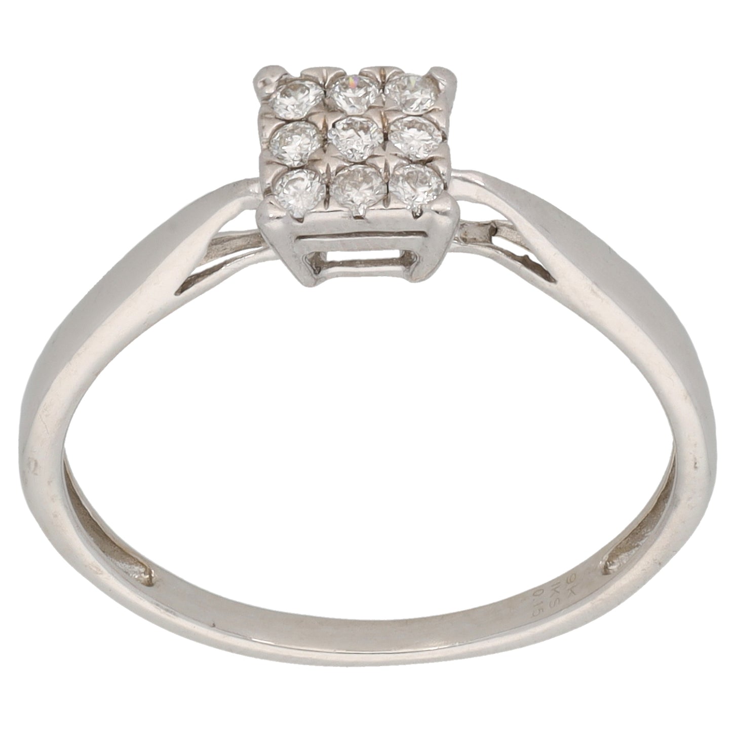 9ct White Gold 0.15ct Diamond Cluster Ring Size Q