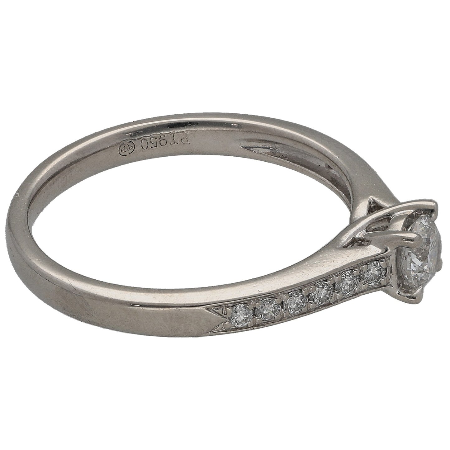 Platinum 0.36ct Diamond Solitaire Ring With Accent Stones Size L