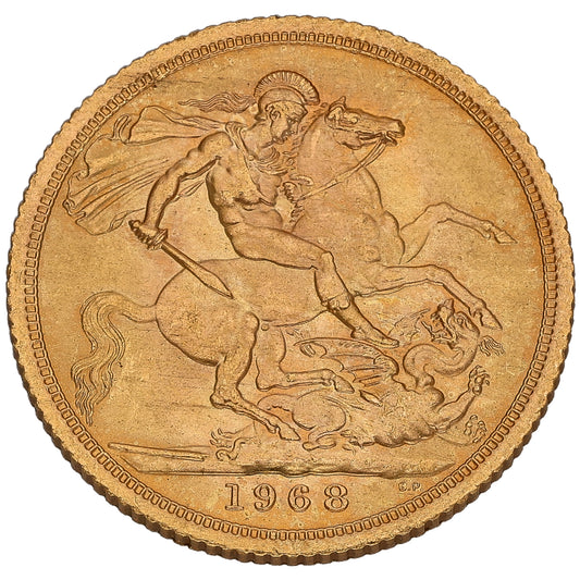 22ct Gold Queen Elizabeth II Full Sovereign Coin 1968