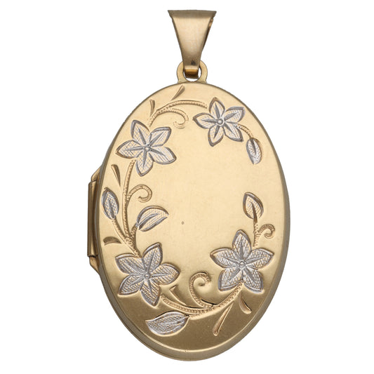 9ct Gold Patterned Locket Pendant