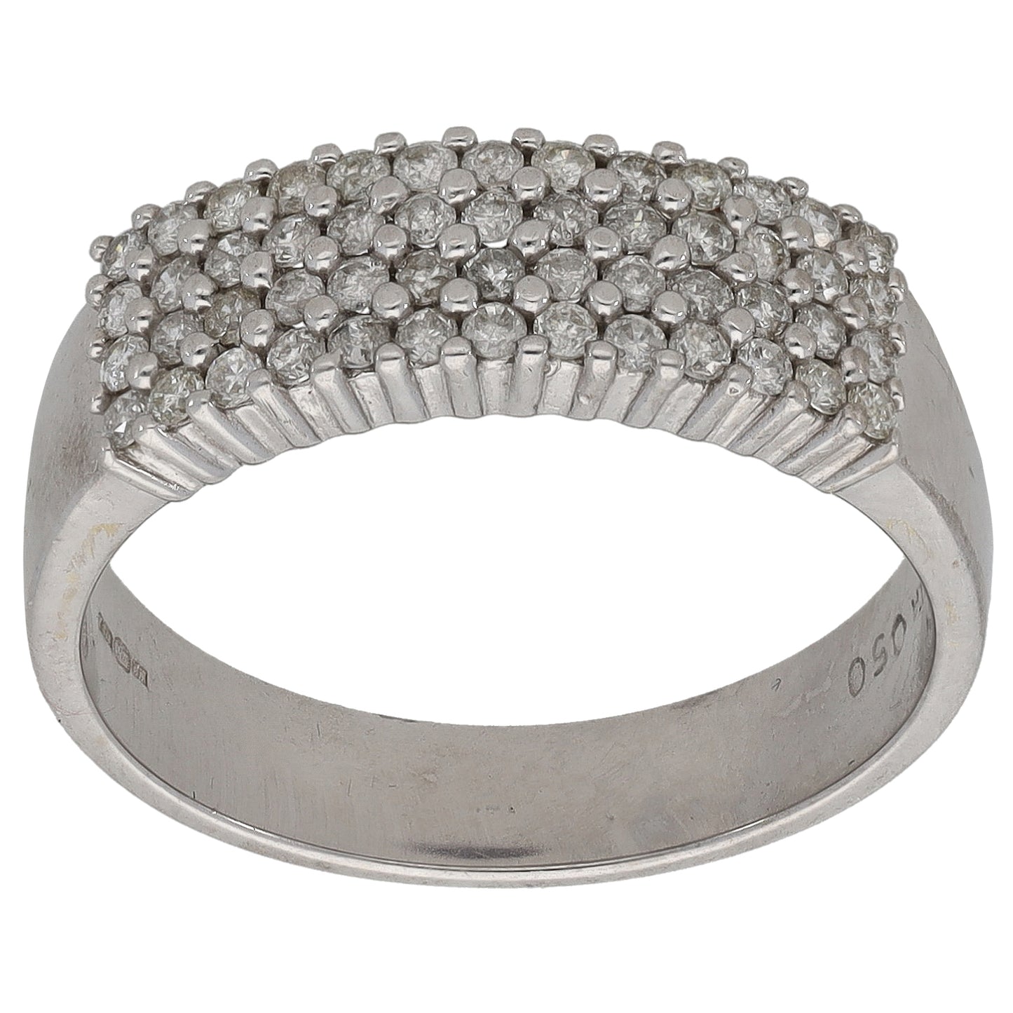 9ct White Gold 0.255ct Diamond Half Eternity Ring Size P