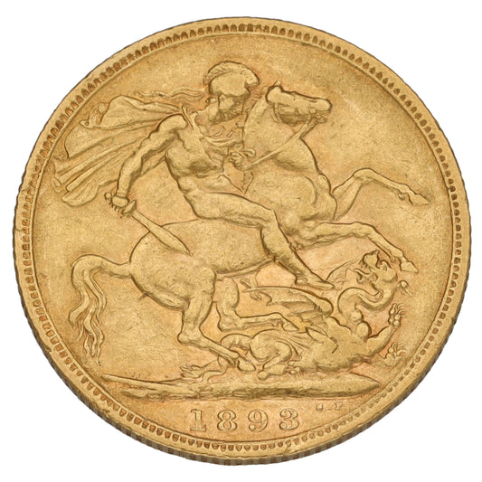 22ct Gold Queen Victoria Full Sovereign Coin 1893