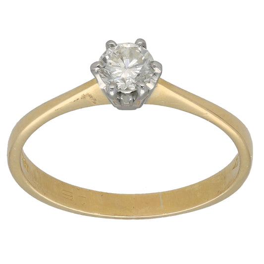 18ct Gold 0.35ct Diamond Solitaire Ring Size P