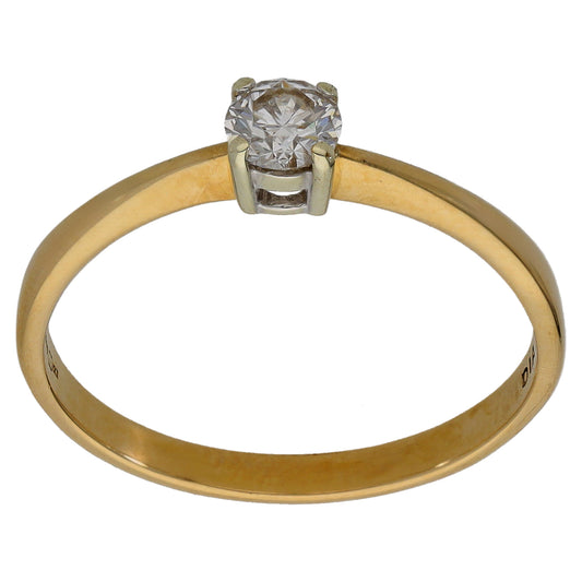 9ct Gold 0.25ct Diamond Solitaire Ring Size R