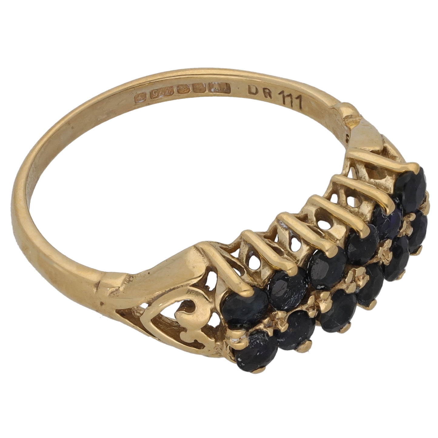 9ct Gold Sapphire Half Eternity Ring Size Q