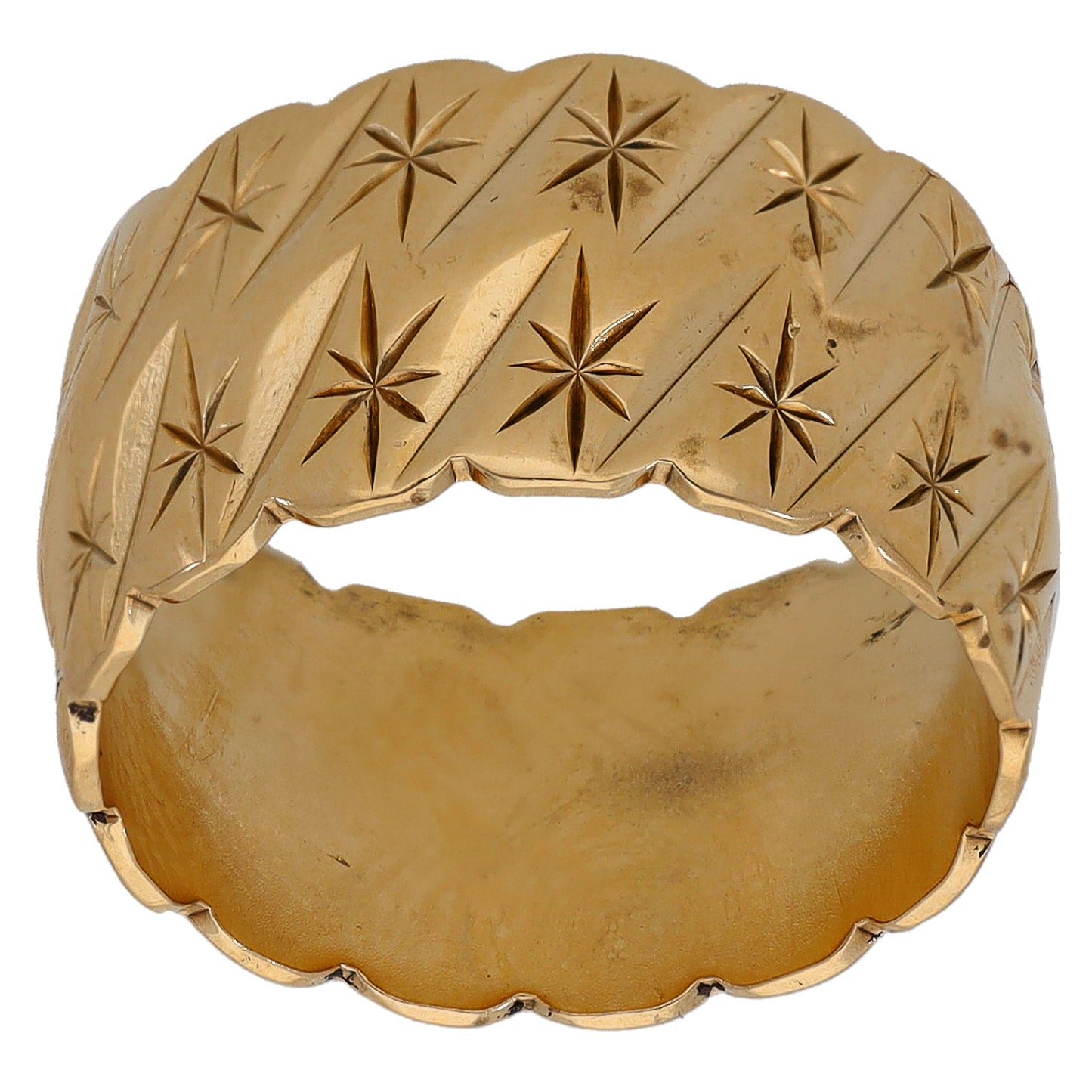 9ct Gold Patterned Wedding Ring Size L