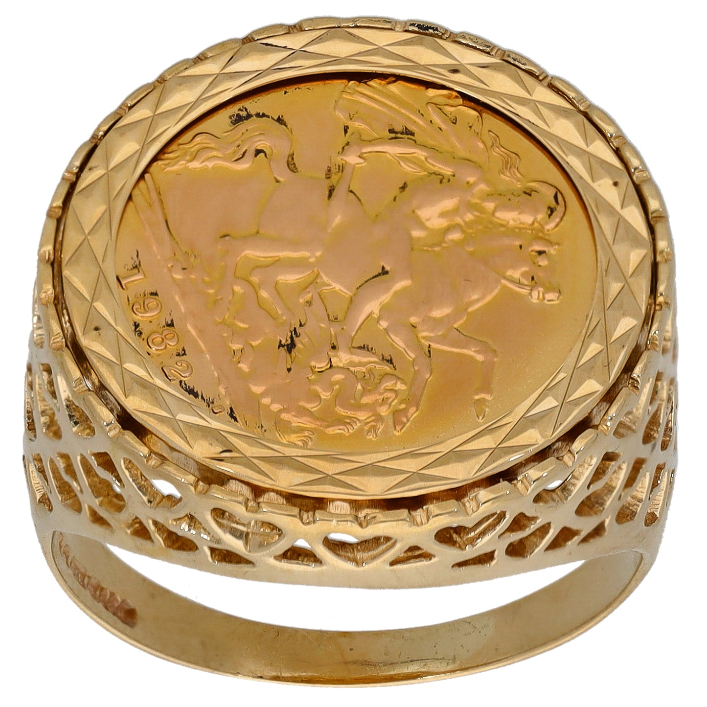 9ct Gold Half Sovereign Coin Ring Size U