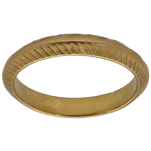 22ct Gold Patterned Wedding Ring Size K