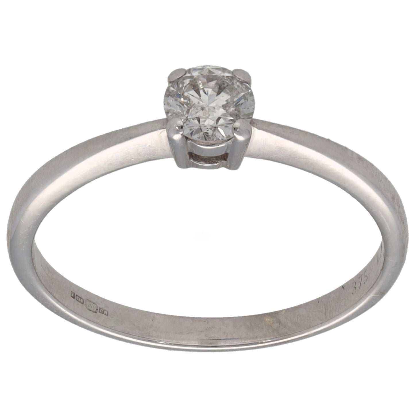 9ct White Gold 0.33ct Diamond Solitaire Ring Size O