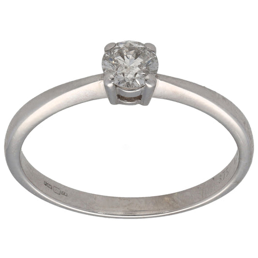 9ct White Gold 0.33ct Diamond Solitaire Ring Size O