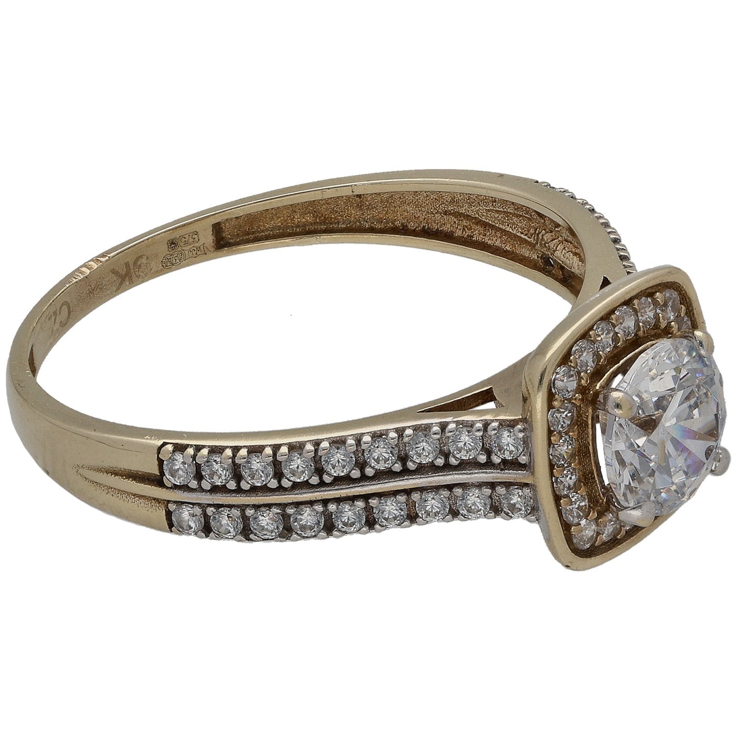 9ct Gold Cubic Zirconia Dress/Cocktail Ring Size S