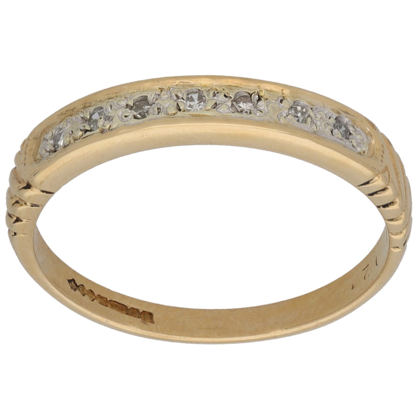 9ct Gold 0.07ct Diamond Half Eternity Ring Size P