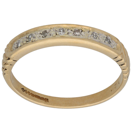 9ct Gold 0.07ct Diamond Half Eternity Ring Size P