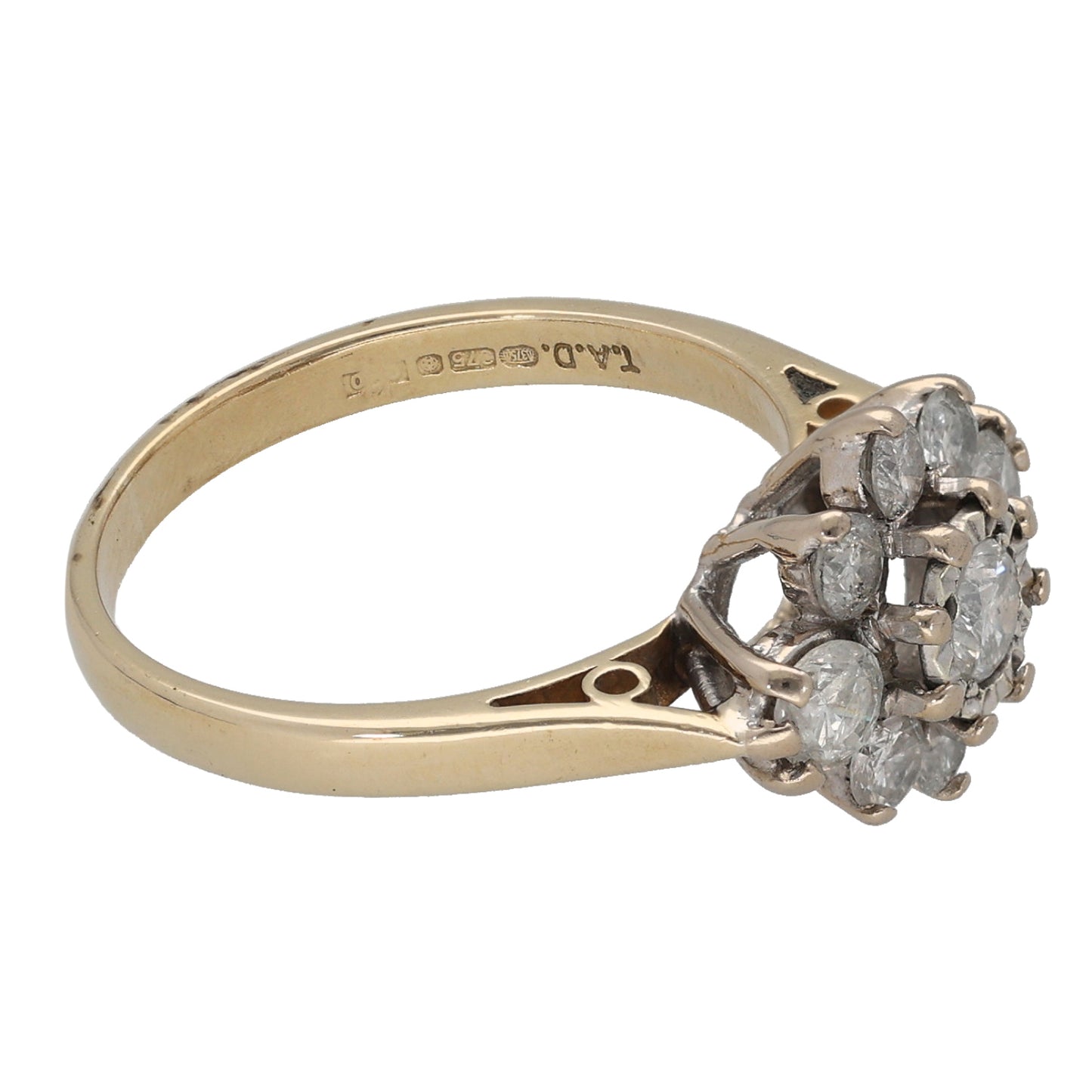 9ct Gold 0.75ct Diamond Cluster Ring Size K