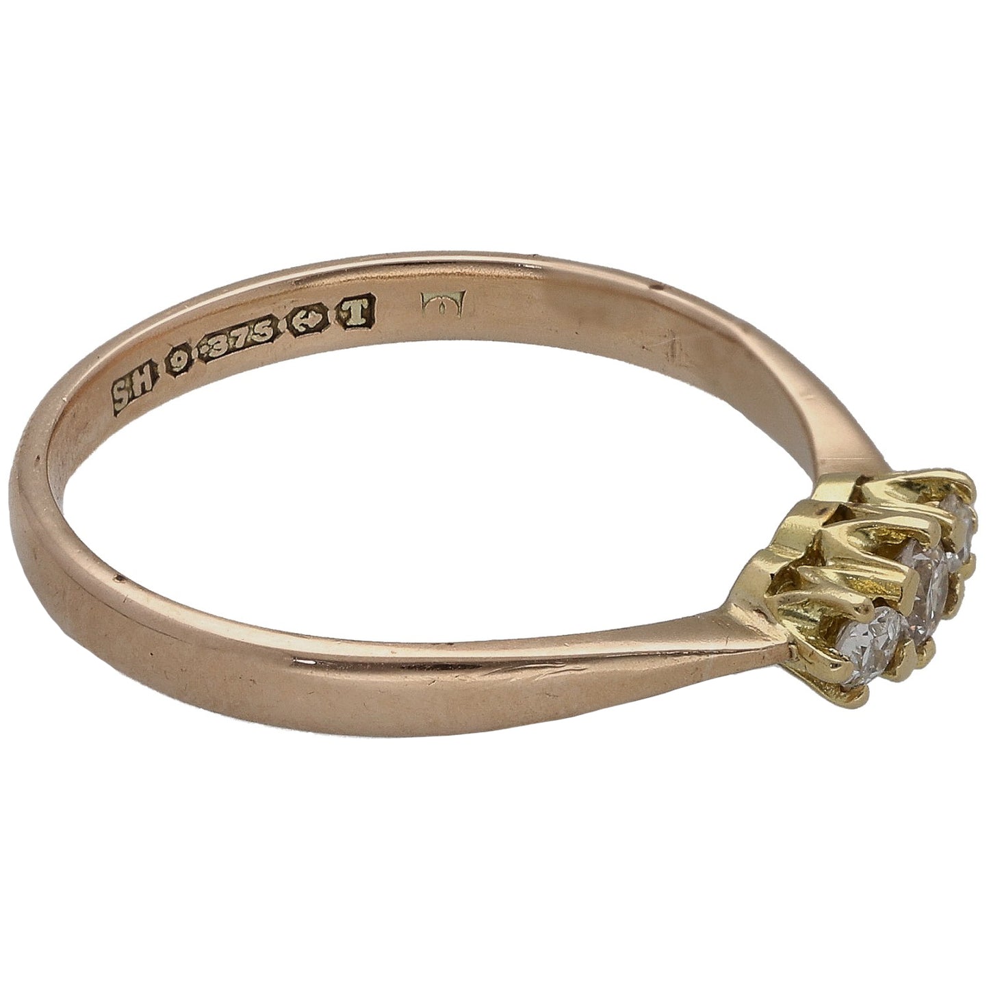 9ct Gold 0.16ct Diamond Trilogy Ring Size O