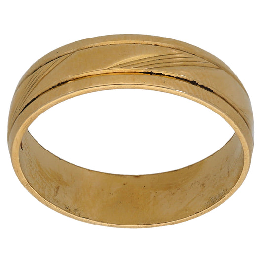 9ct Gold Patterned Wedding Ring Size L
