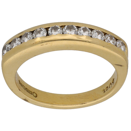 18ct Gold 0.50ct Diamond Half Eternity Ring Size K