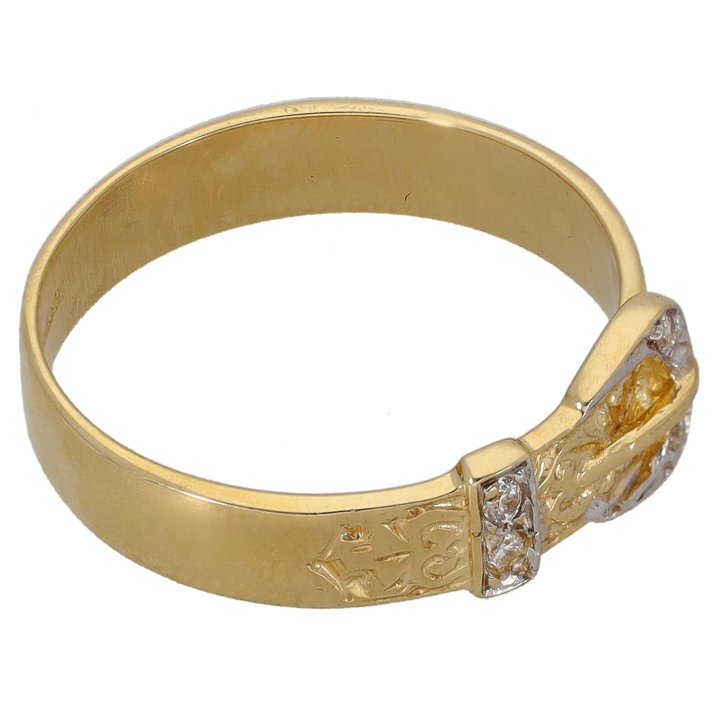 9ct Gold Cubic Zirconia Buckle Ring Size N