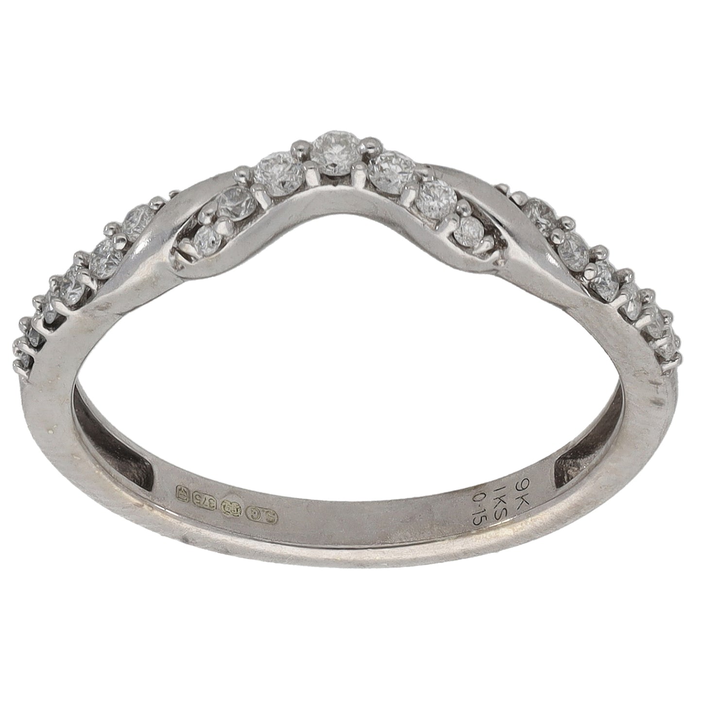 9ct White Gold 0.15ct Diamond Half Eternity Ring Size L