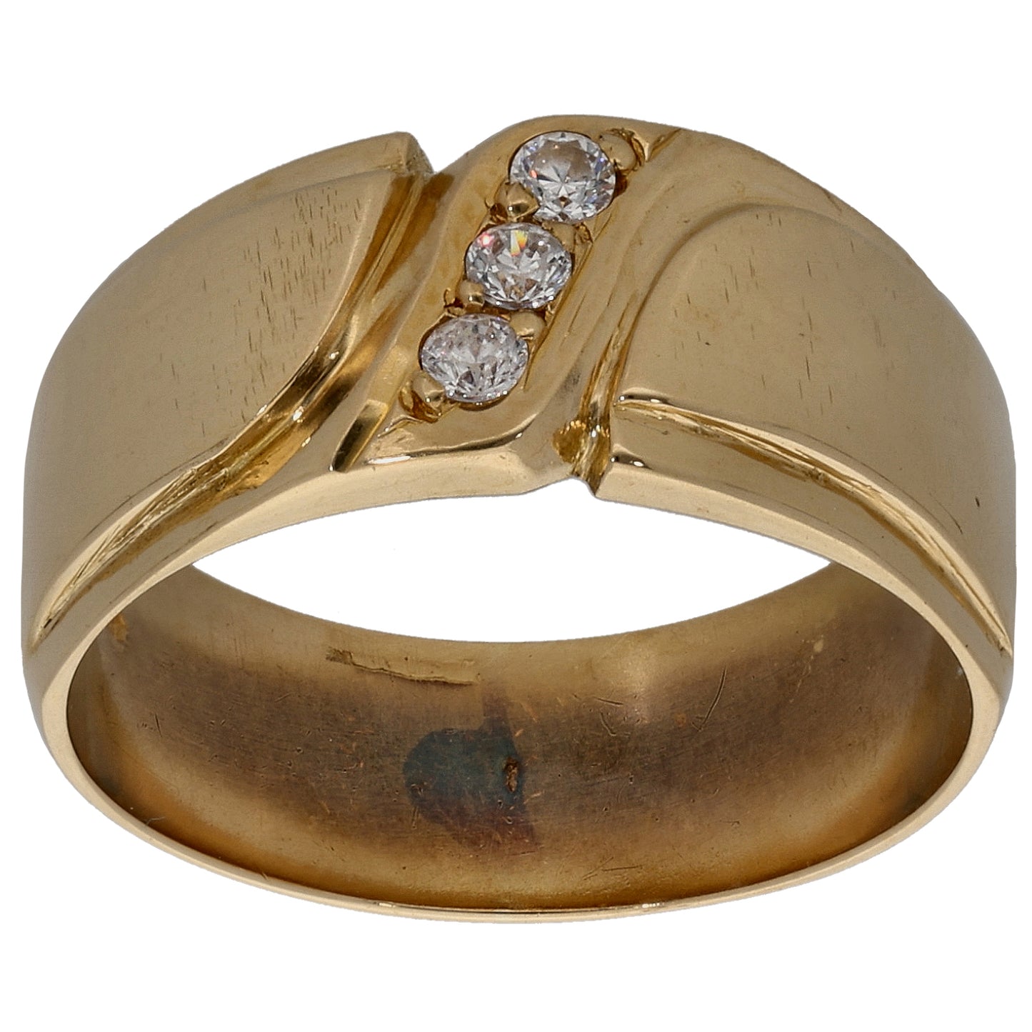 14ct Gold Cubic Zirconia Trilogy Ring Size M