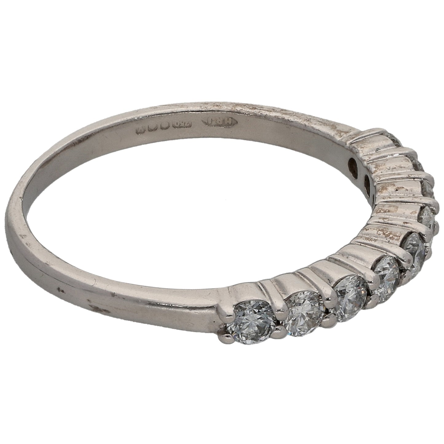 18ct White Gold 0.45ct Diamond Half Eternity Ring Size M