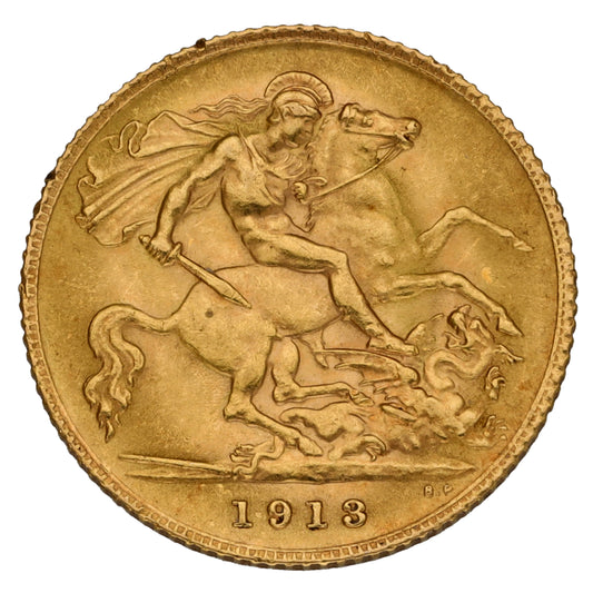 22ct Gold King George V Half Sovereign Coin 1913
