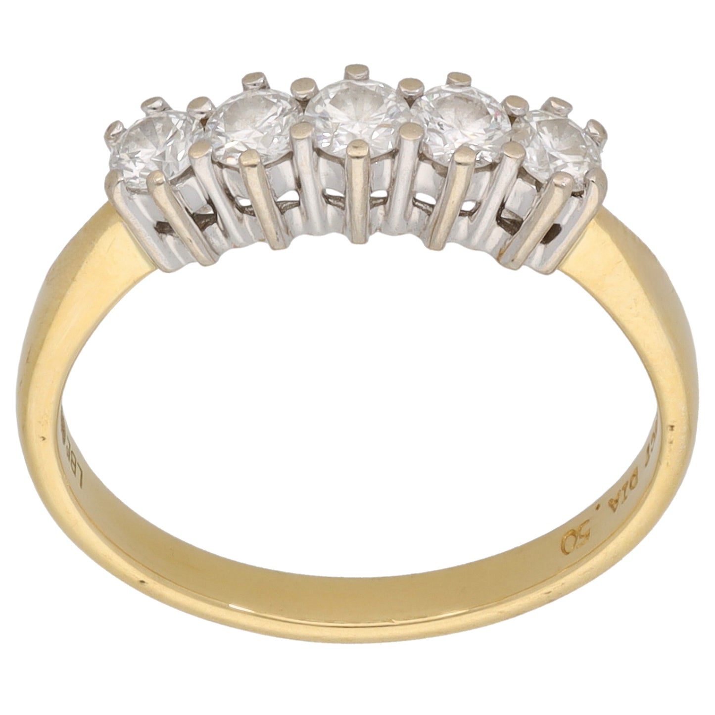 18ct Bicolour Gold 0.50ct Diamond Half Eternity Ring Size O