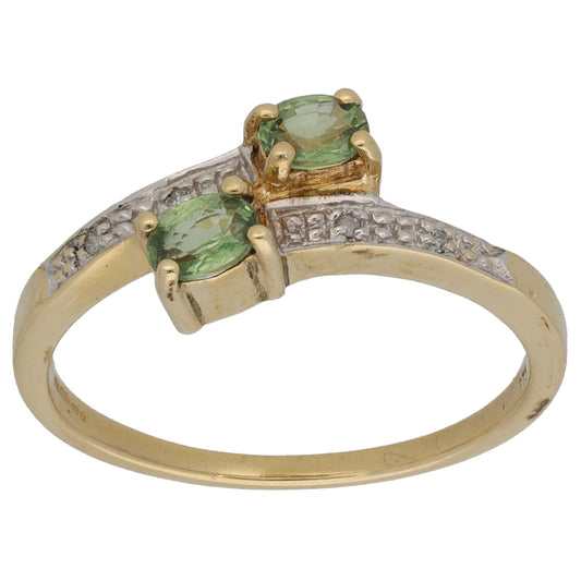 9ct Gold Sapphire & 0.02ct Diamond Dress/Cocktail Ring Size N