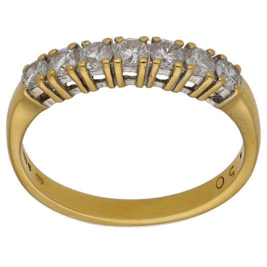 18ct Gold 0.50ct Diamond Half Eternity Ring Size M