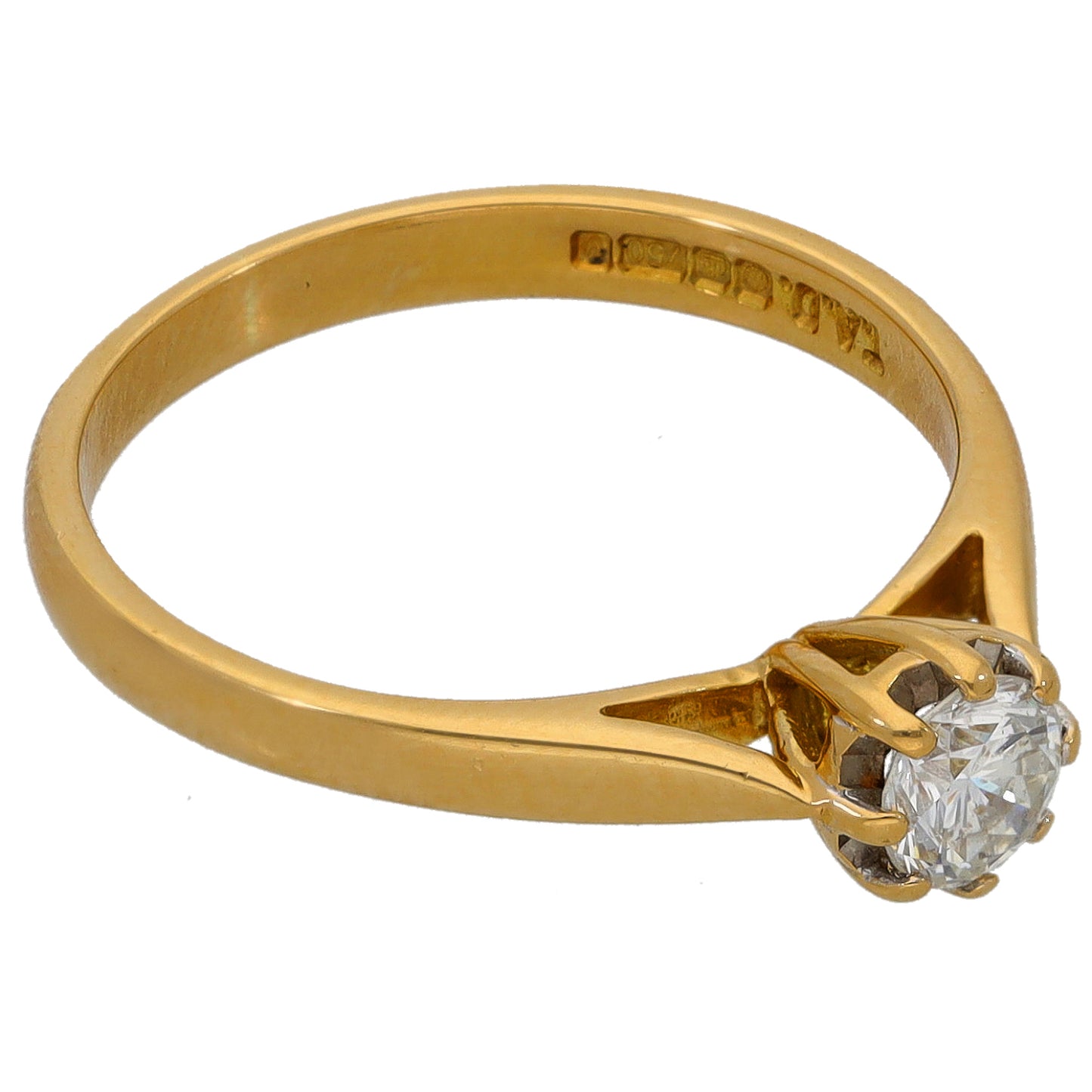 18ct Gold 0.35ct Diamond Solitaire Ring Size M