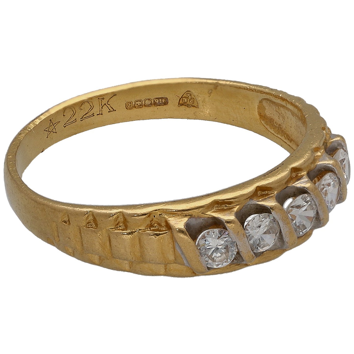 22ct Gold Cubic Zirconia Half Eternity Ring Size N