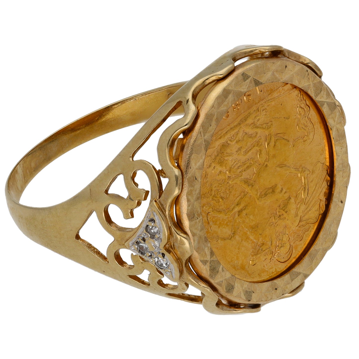 9ct Gold Half Sovereign Coin Ring Size Z