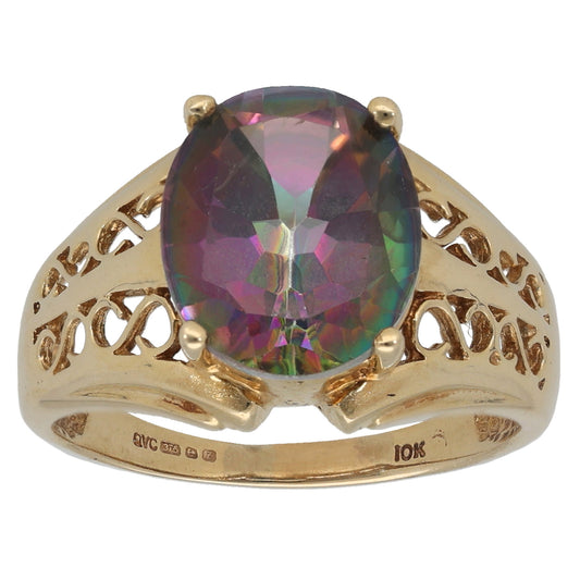 9ct Gold Coated Topaz Solitaire Ring Size Q