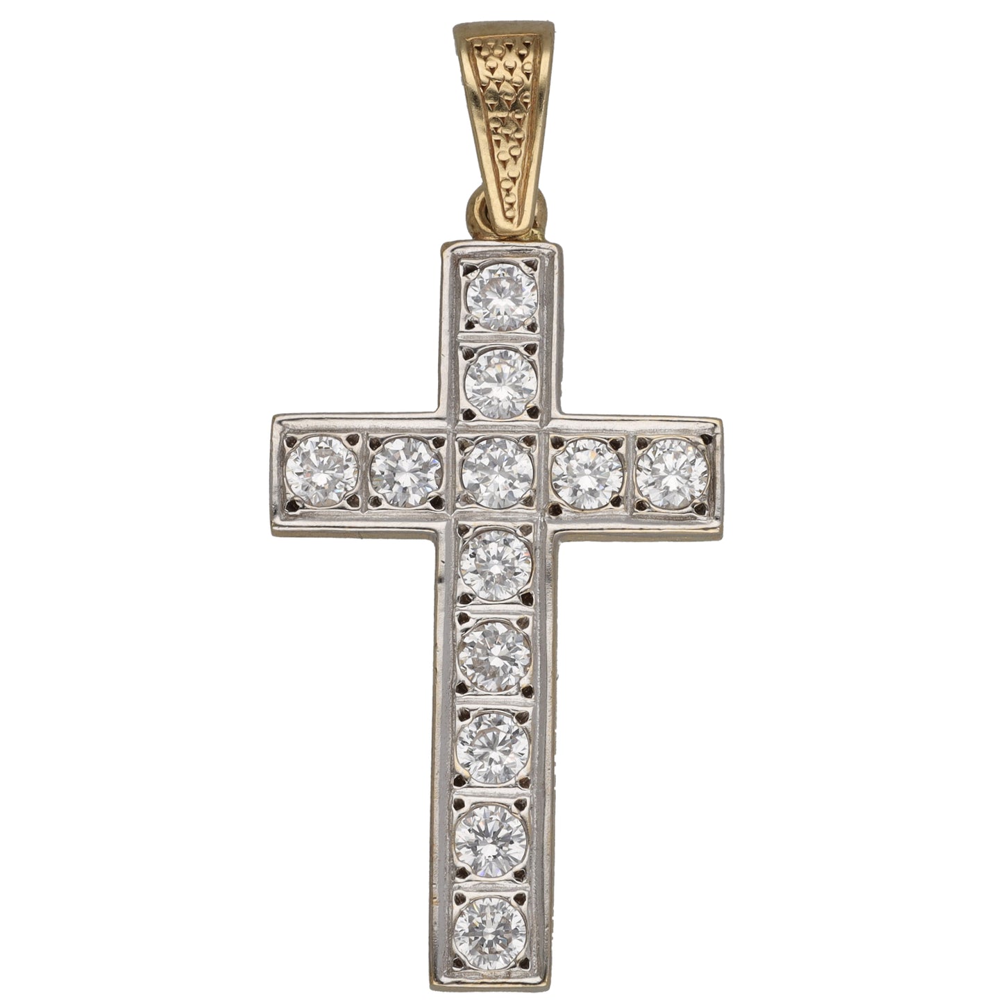9ct Gold Cubic Zirconia Cross Pendant