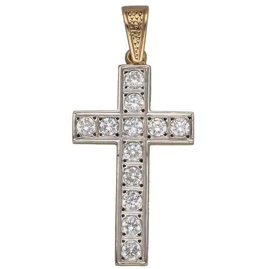 9ct Gold Cubic Zirconia Cross Pendant