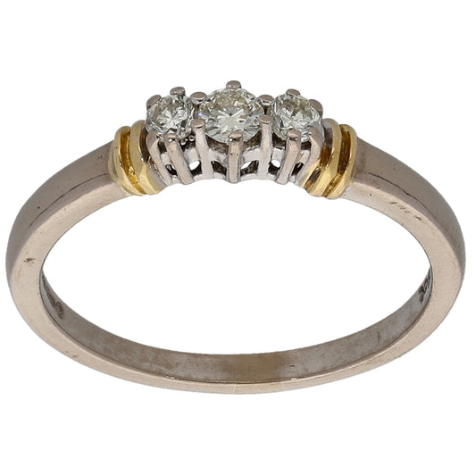 18ct Bicolour Gold 0.25ct Diamond Trilogy Ring Size R