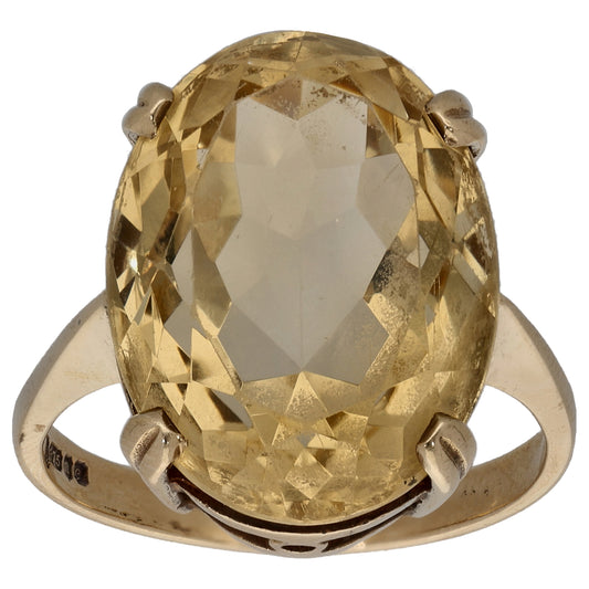 9ct Gold Citrine Single Stone Ring Size S