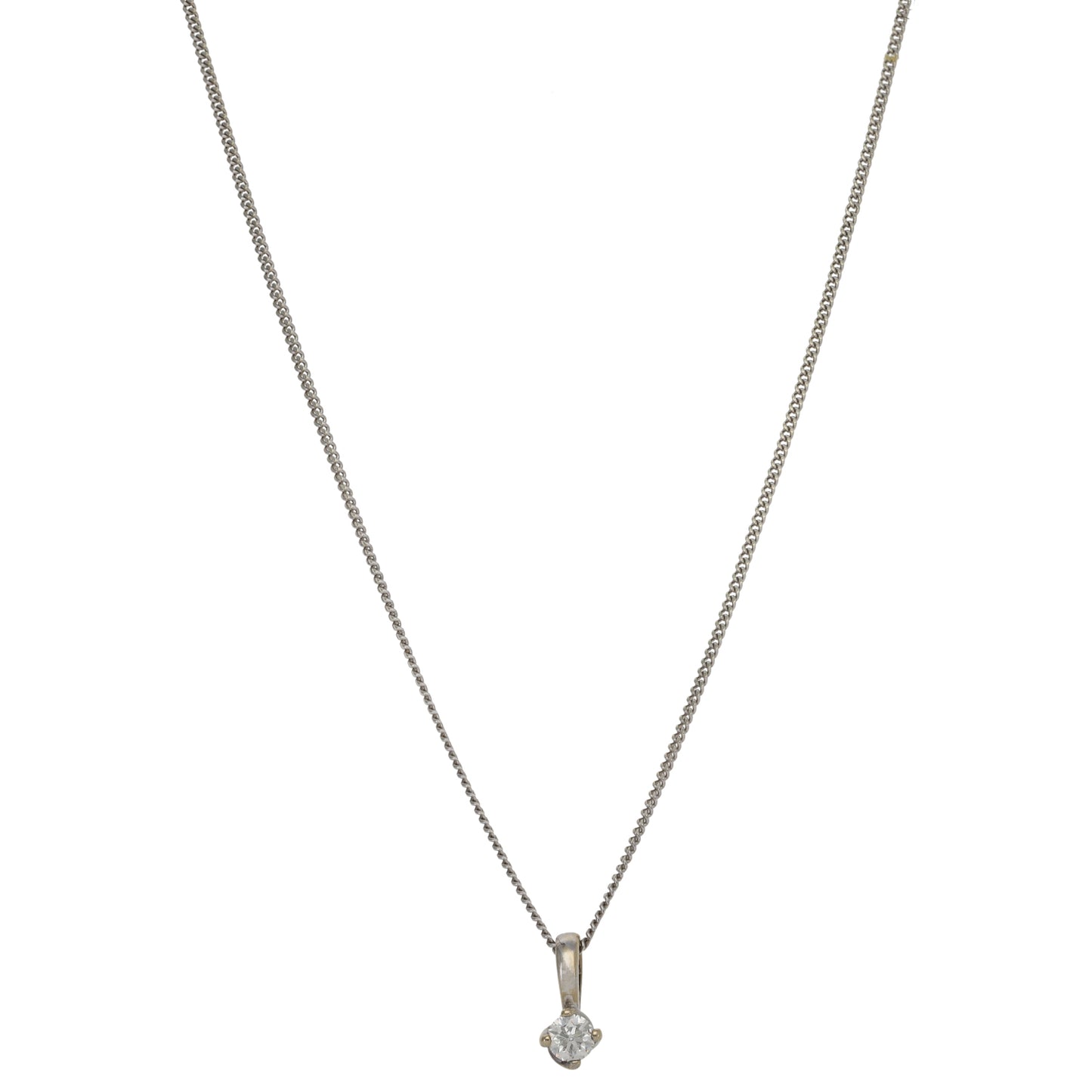 9ct White Gold 0.30ct Diamond Pendant With Chain
