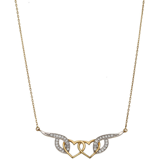 9ct Gold Cubic Zirconia Fancy Necklace 14"