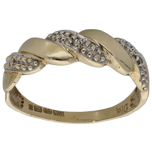 9ct Gold 0.03ct Diamond Dress/Cocktail Ring Size N